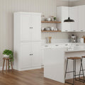 Homeroots 72 White Solid Wood Four Door Two Drawer Pantry Or Storage Closet 32.00 In. X 71.50 In. X 15.50 In.