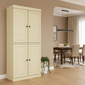 Homeroots 72 Yellow Solid Wood Four Door Two Drawer Pantry Or Storage Closet 32.00 In. X 71.50 In. X 15.50 In.