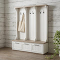 Homeroots 76 White Solid Wood Six Hook Freestanding Coat Rack 17.00 In. X 76.00 In. X 61.00 In.