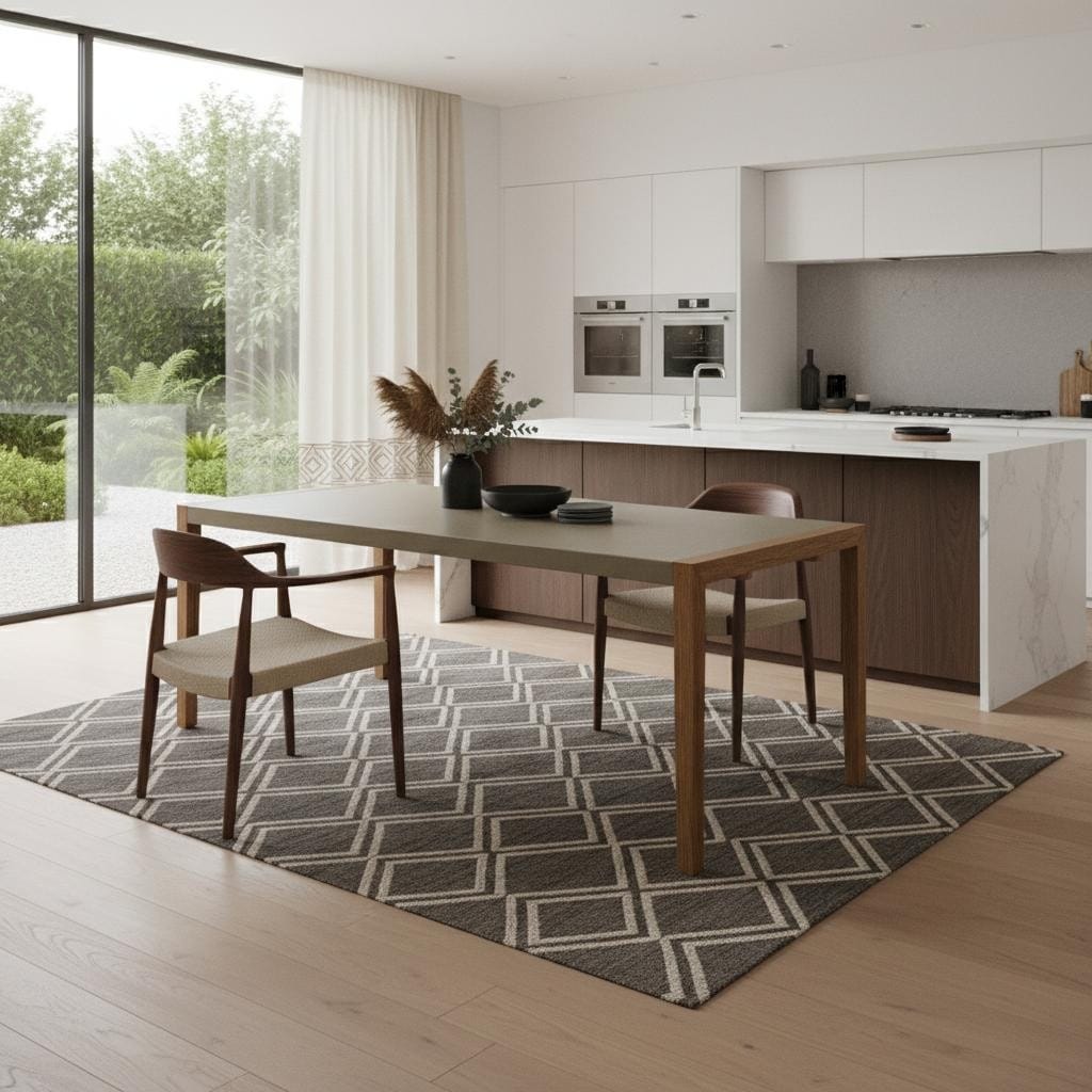 Homeroots 79 Gray And Natural Faux Concrete And Solid Wood Dining Table 79.00 In. X 29.50 In. X 36.00 In.