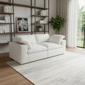 Homeroots 80 White Linen Blend Modular Loveseat And Toss Pillows 80.00 In. X 23.20 In. X 40.00 In.