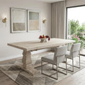 Homeroots 81 Antiqued White Solid Wood Trestle Base Dining Table 81.00 In. X 30.50 In. X 39.00 In.