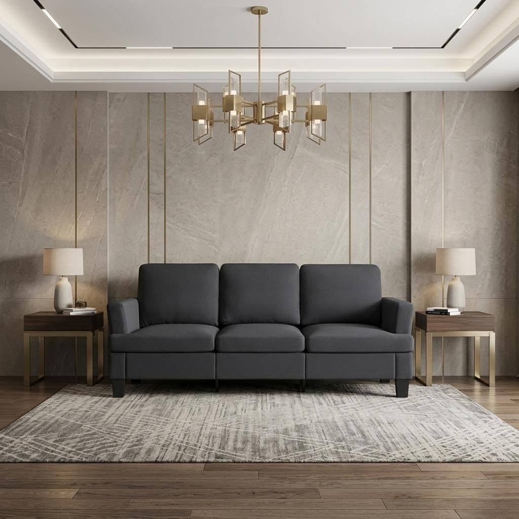 Homeroots 84 Dark Gray Linen Sofa