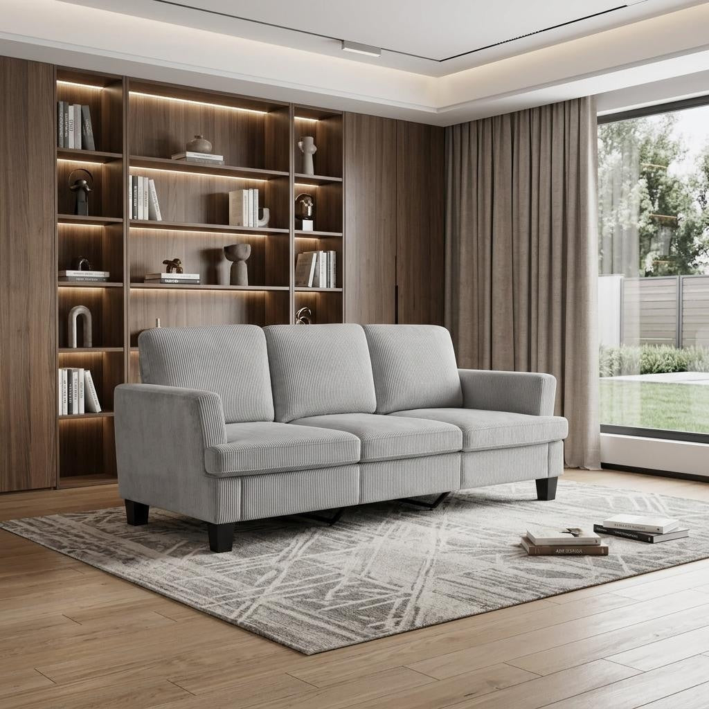 Homeroots 84 Gray Corduroy Sofa