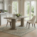 Homeroots 84 Gray Wood Double Pedestal Base Dining Table 84.00 In. X 31.00 In. X 39.00 In.