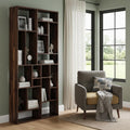 Homeroots 86 Brown And Natural Solid Wood And Wood Ten Tier Bookcase