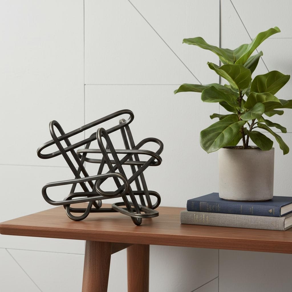 Homeroots 8 Black Metal Abstract Tabletop Sculpture 10.43 In. X 7.68 In. X 8.27 In.