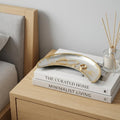 Homeroots 8 Silver And Gold Metal Handmade Crescent Trinket Tray 8.00 In. X 0.50 In. X 5.00 In.