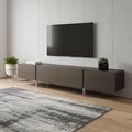 Homeroots 95 Ash Gray And Nickel Wood And Stainless Steel Enclosed Storage Tv Stand 95.00 In. X 20.00 In. X 17.00 In.