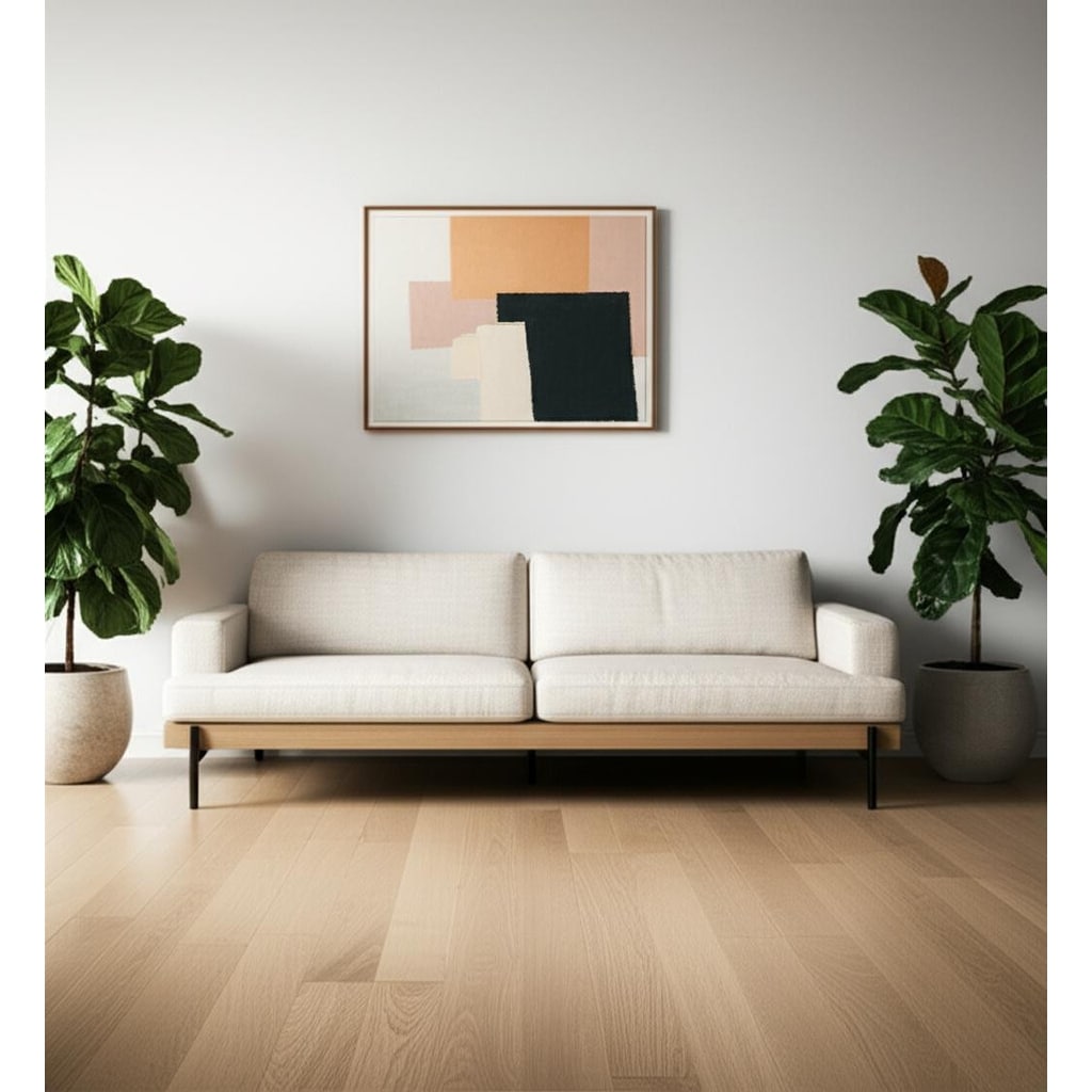 Homeroots 95 Beige Fabric Sofa With Black Legs
