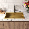 Homeroots 9 X 30 Gold Stainless Steel Undermount Kitchen Sink 30.00 In. X 9.00 In. X 18.00 In.