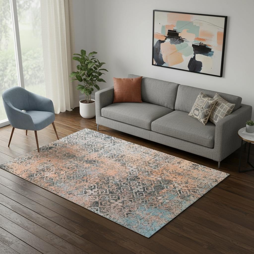 Homeroots Abstract Contemporary Rectangle Area Rug 5 X 8