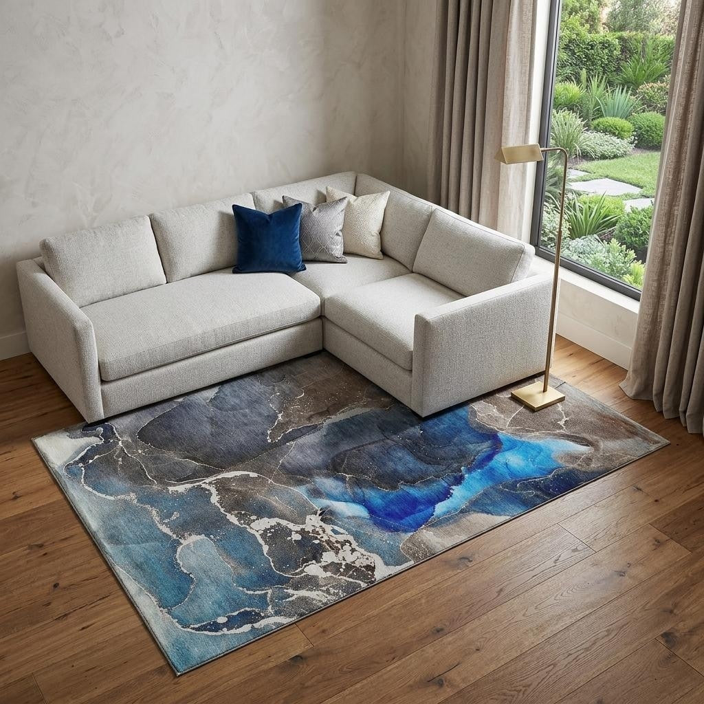 Homeroots Abstract Contemporary Rectangle Area Rug