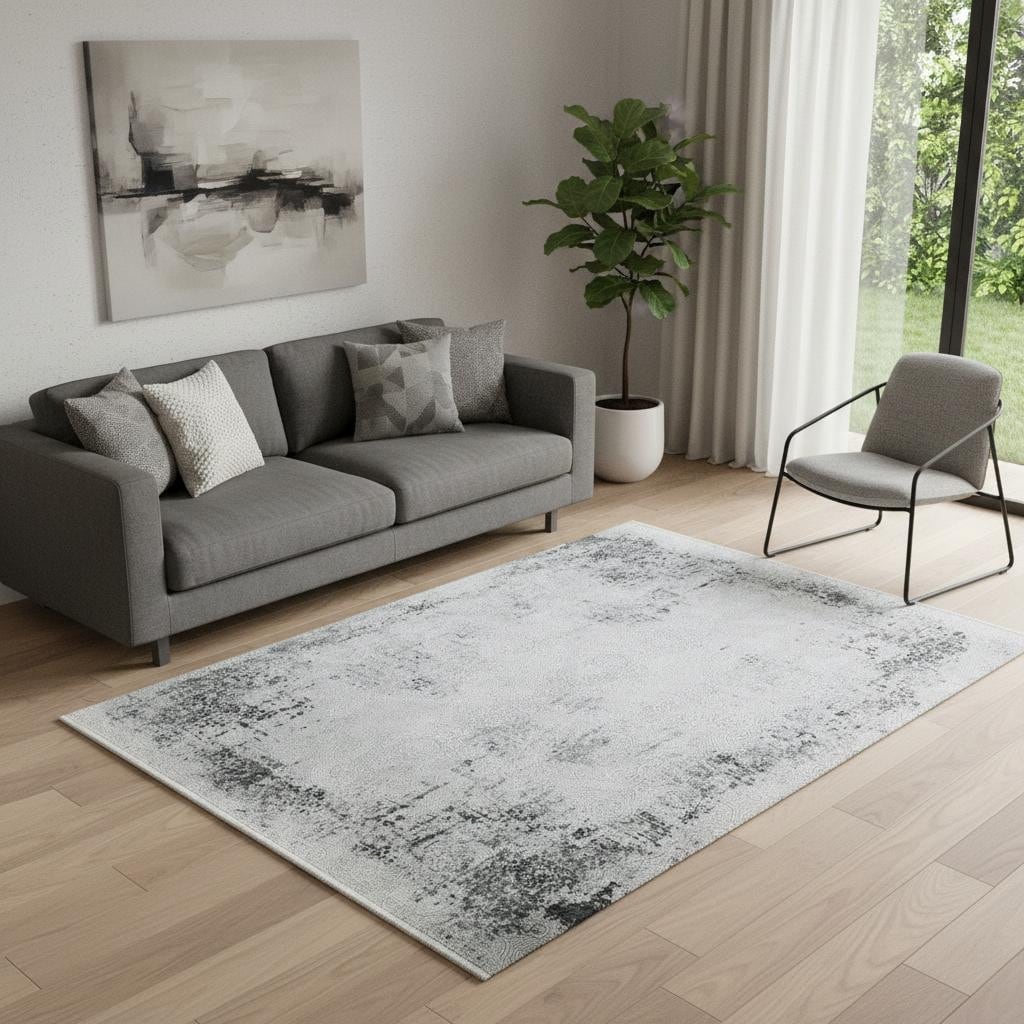 Homeroots Abstract Contemporary Rectangle Area Rug 5 X 8