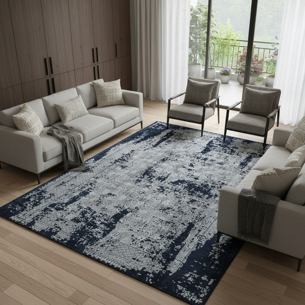 Homeroots Abstract Contemporary Rectangle Area Rug 7 X 10