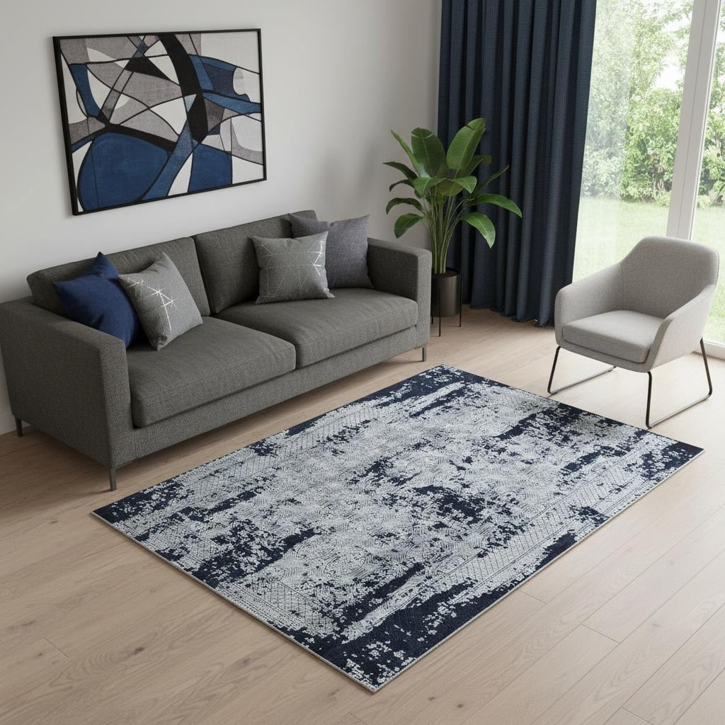 Homeroots Abstract Contemporary Rectangle Area Rug 5 X 8