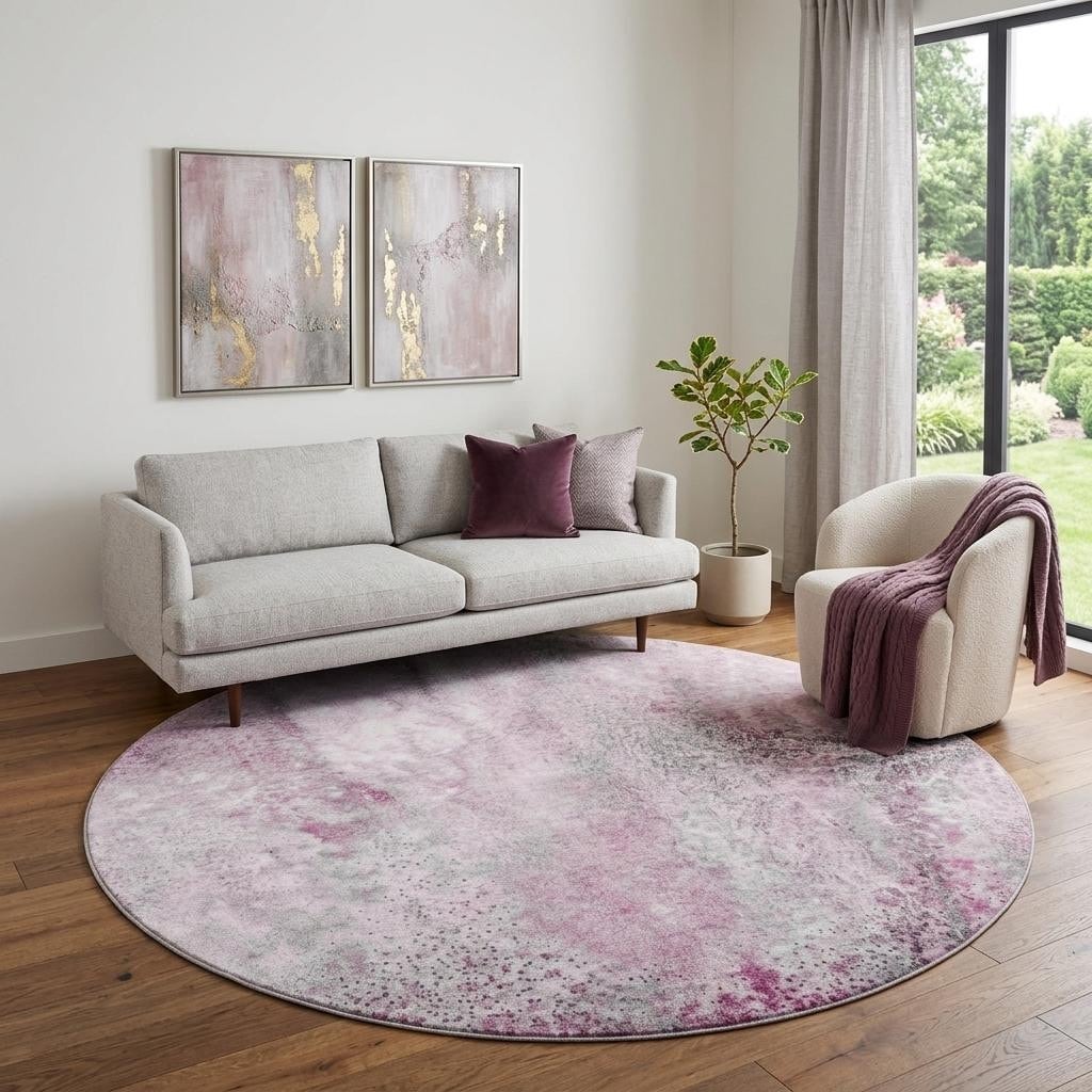Homeroots Abstract Contemporary Round Area Rug