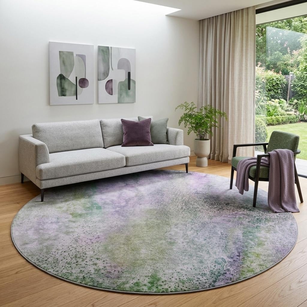 Homeroots Abstract Contemporary Round Area Rug