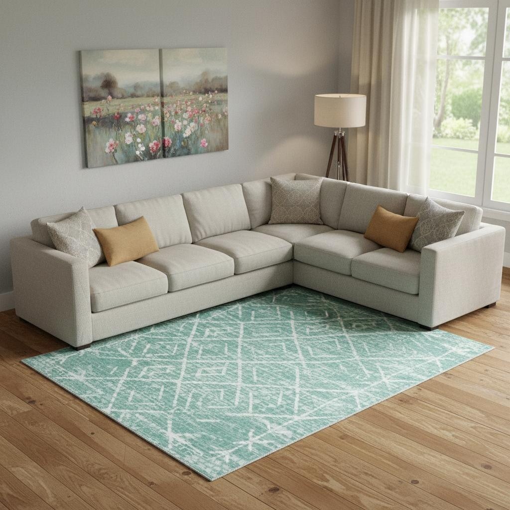 Homeroots Abstract Geometric Casual Rectangle Area Rug 8 X 10
