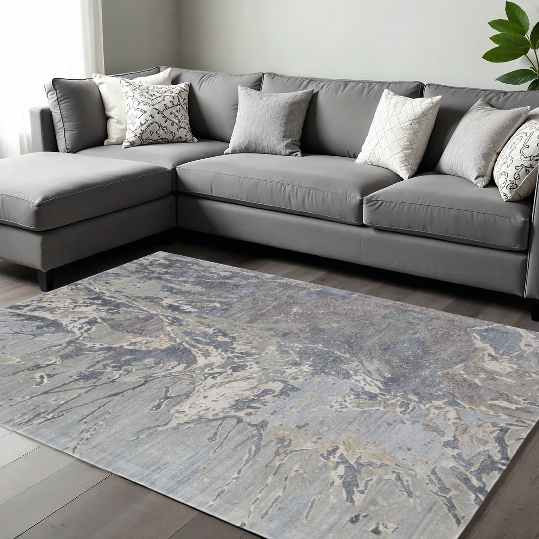 Homeroots Abstract Industrial Rectangle Area Rug 12 X 15