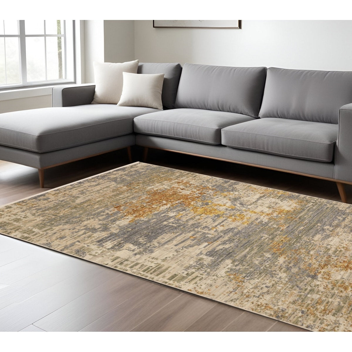 Homeroots Abstract Modern Rectangle Area Rug 10 X 13