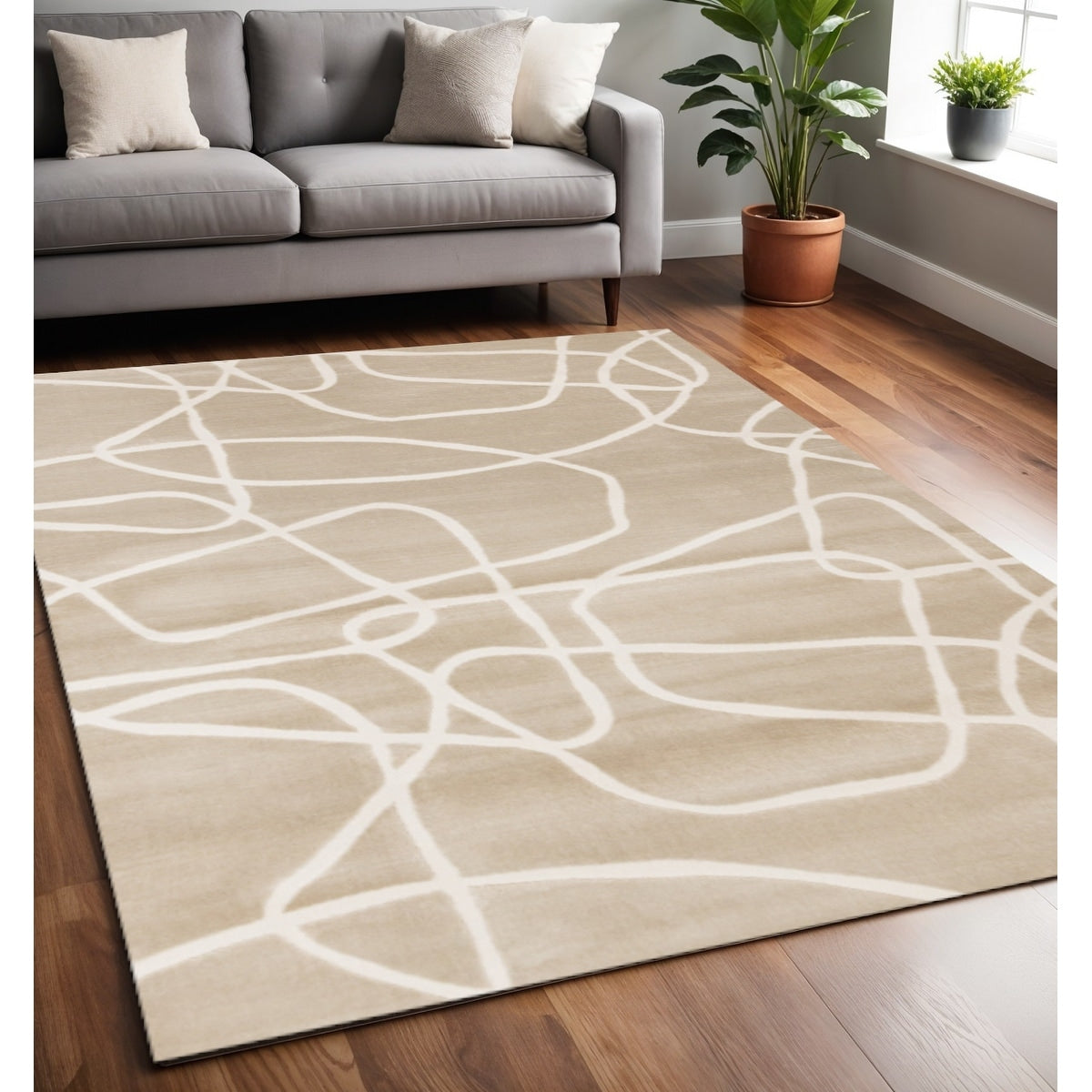 Homeroots Abstract Modern Rectangle Area Rug 5 X 8
