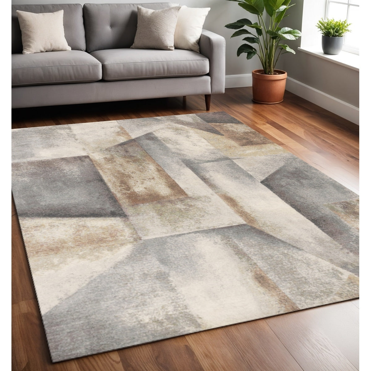 Homeroots Abstract Modern Rectangle Area Rug 5 X 8