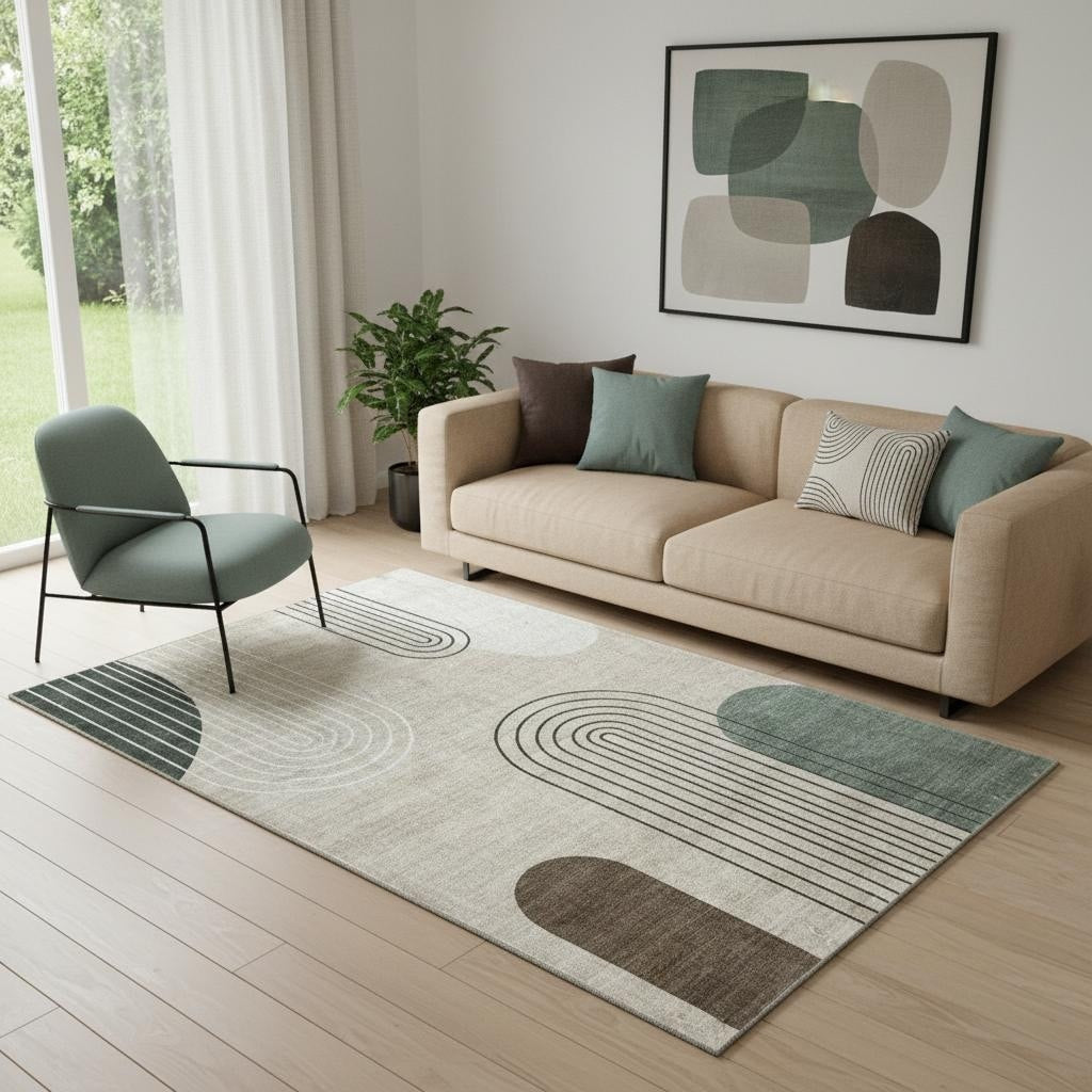 Homeroots Abstract Modern Rectangle Area Rug