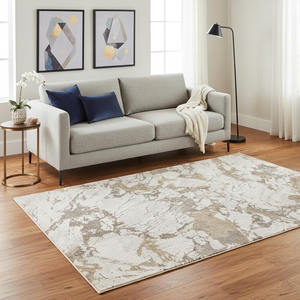 Homeroots Abstract Modern Rectangle Area Rug 5 X 8