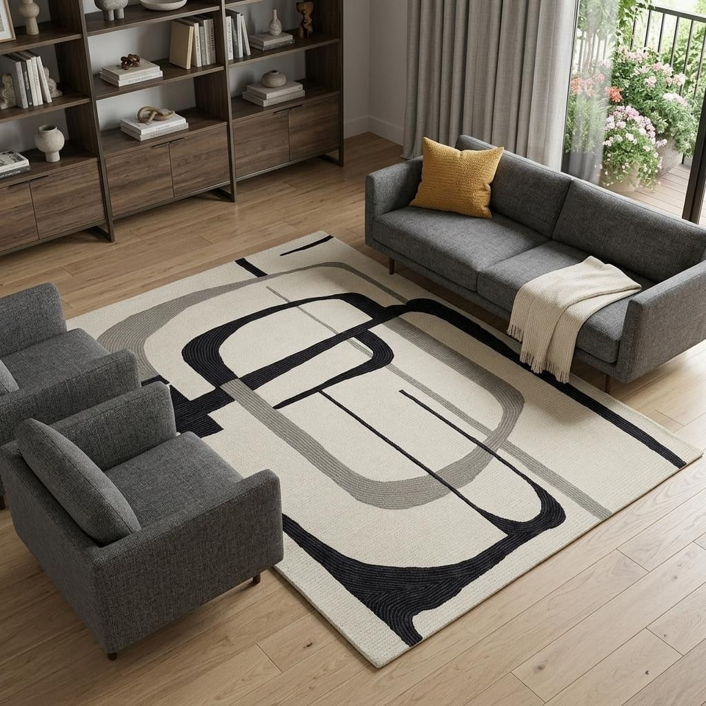 Homeroots Abstract Modern Rectangle Area Rug 12 X 15