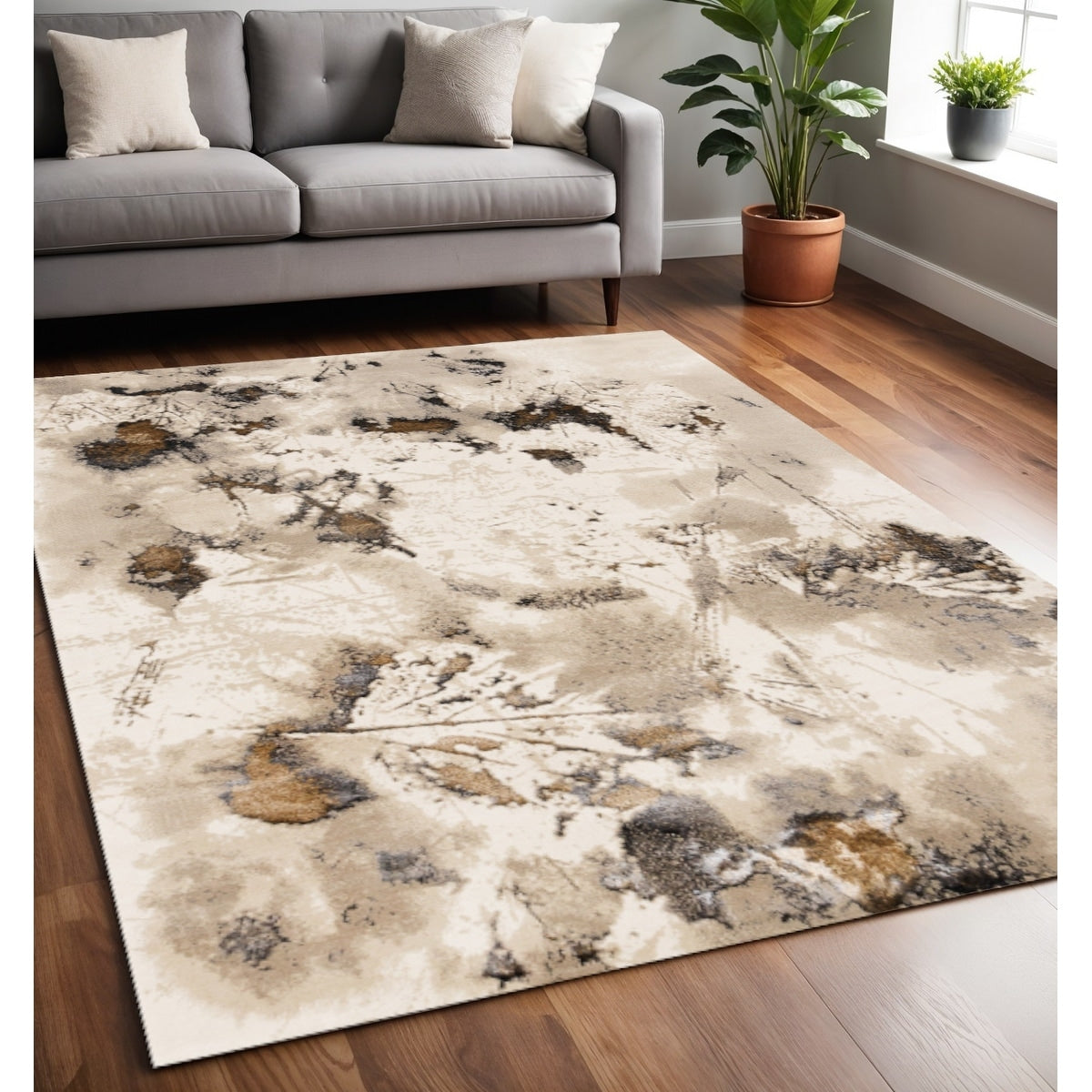 Homeroots Abstract Modern Rectangle Area Rug 5 X 8