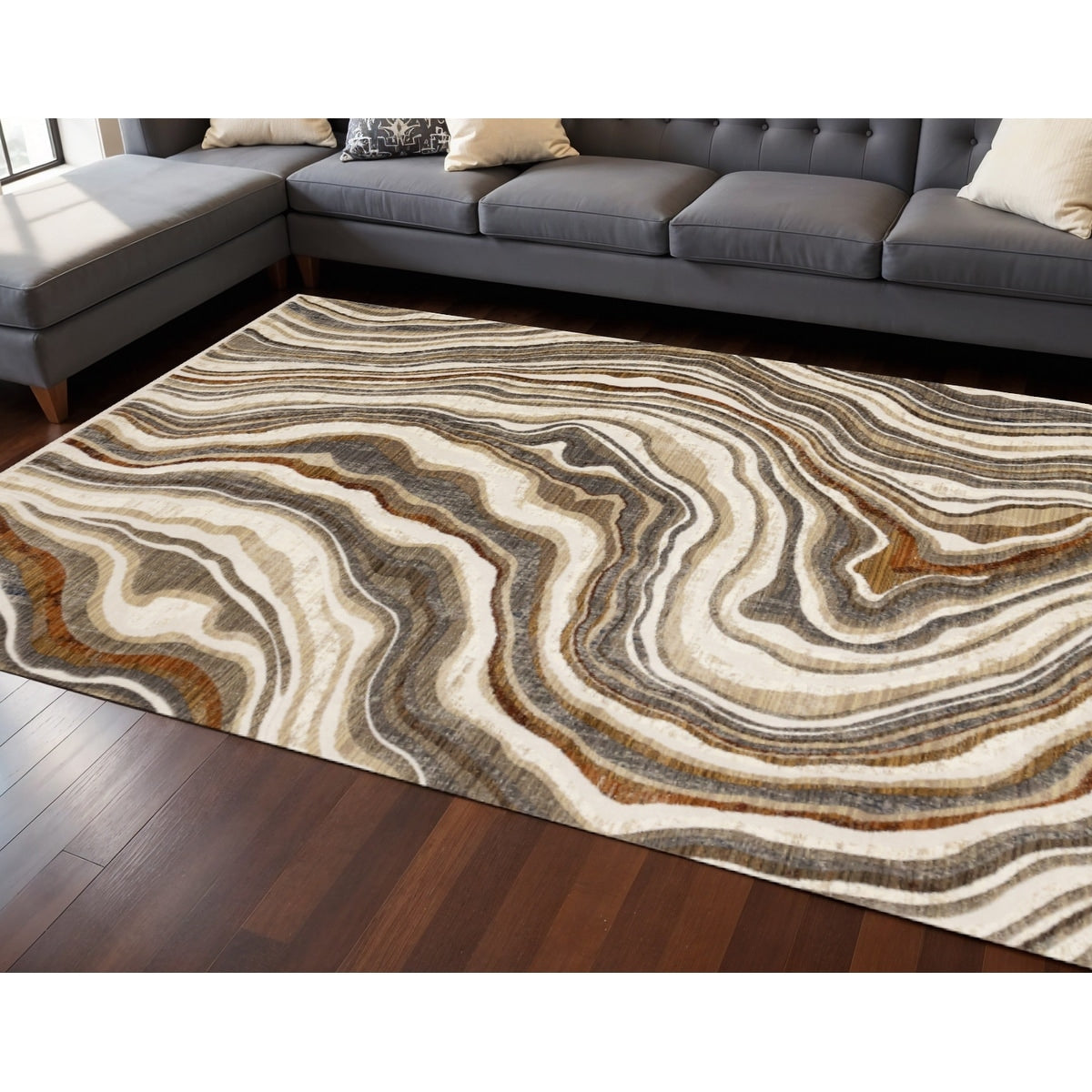 Homeroots Abstract Modern Rectangle Area Rug 7 X 10
