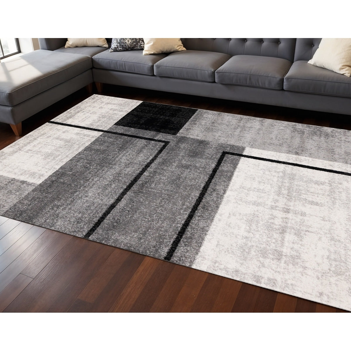 Homeroots Abstract Modern Rectangle Area Rug