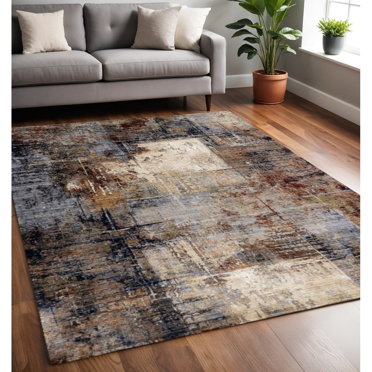 Homeroots Abstract Modern Rectangle Area Rug 5 X 8