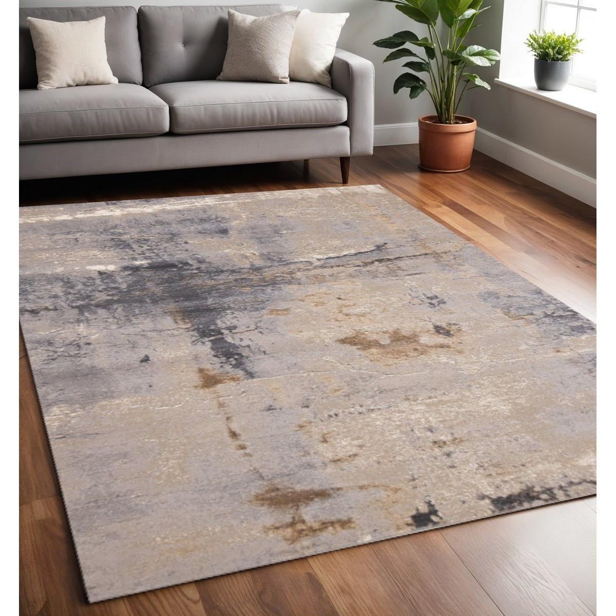 Homeroots Abstract Modern Rectangle Area Rug 5 X 8
