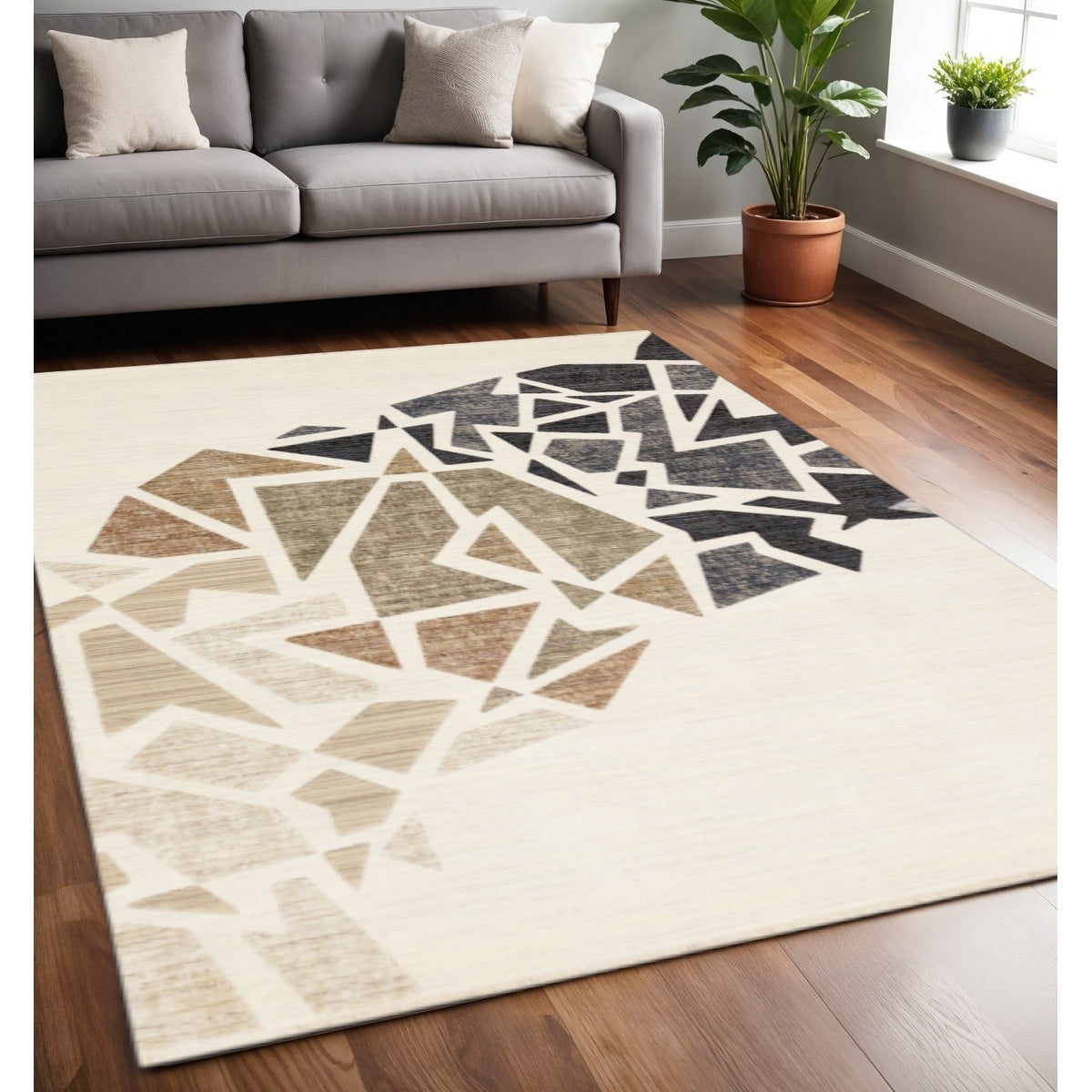 Homeroots Abstract Modern Rectangle Area Rug 5 X 8
