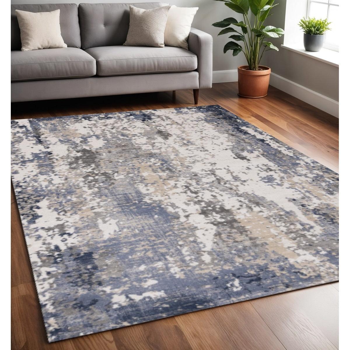 Homeroots Abstract Modern Rectangle Area Rug 5 X 8