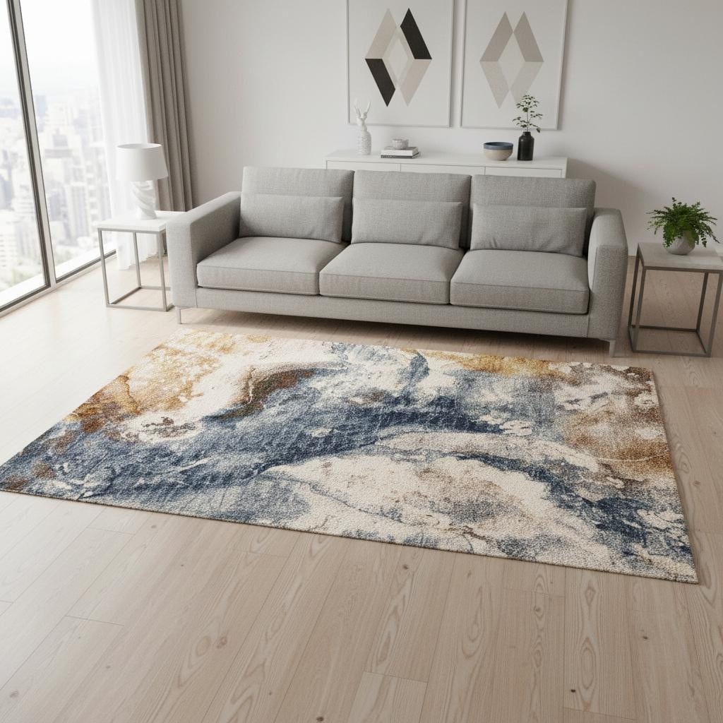 Homeroots Abstract Modern Rectangle Area Rug 5 X 8