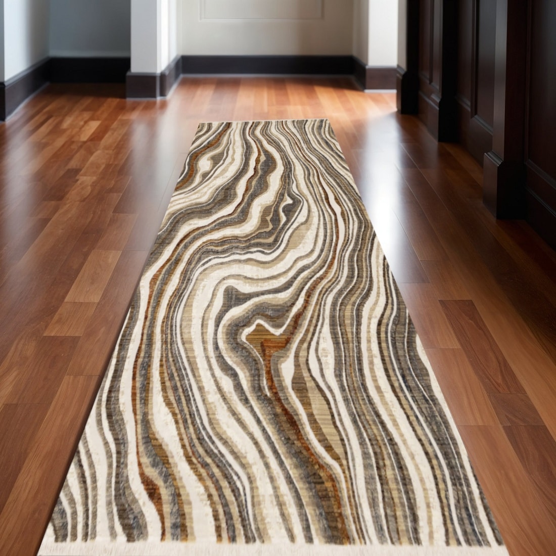 Homeroots Abstract Modern Runner Area Rug 2 X 8
