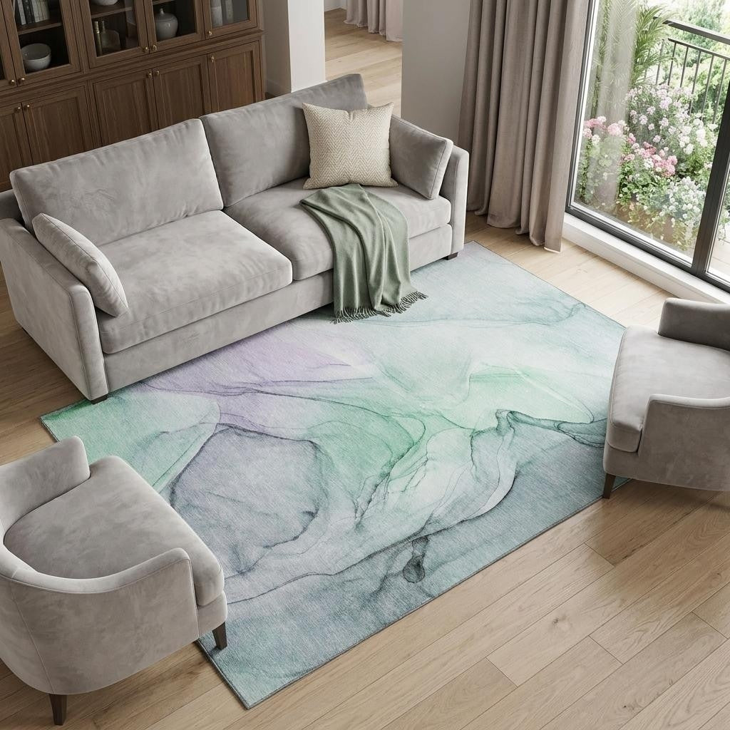 Homeroots Abstract Transitional Rectangle Area Rug