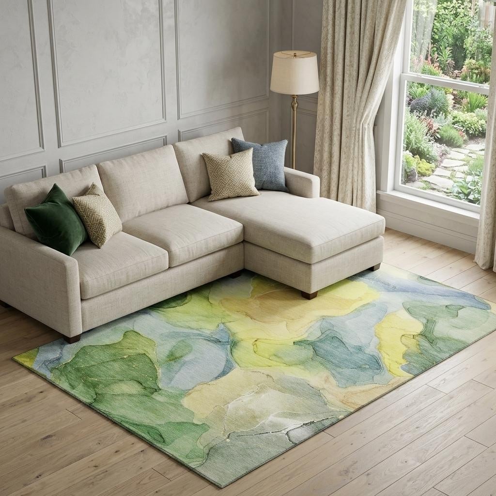 Homeroots Abstract Transitional Rectangle Area Rug