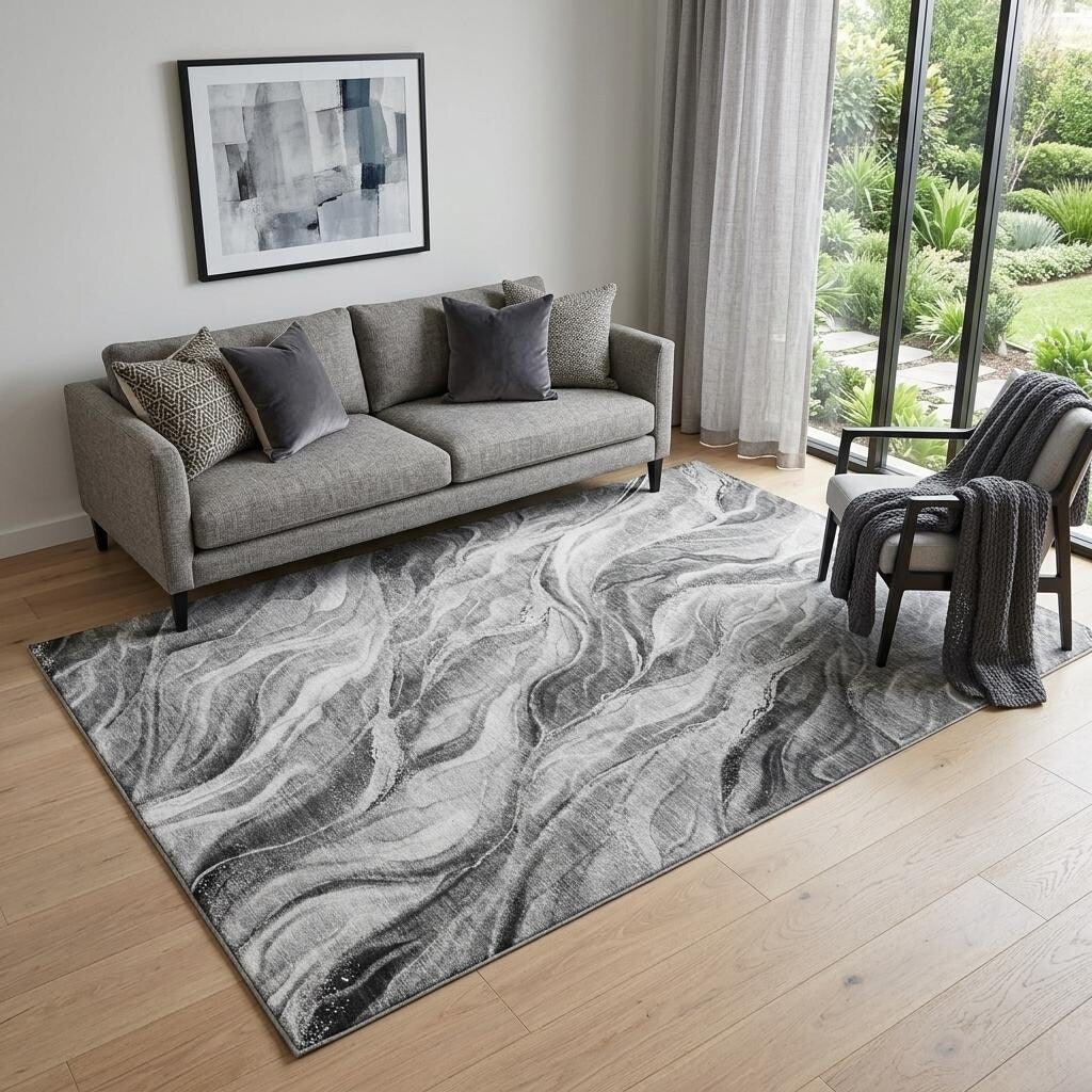 Homeroots Abstract Transitional Rectangle Area Rug