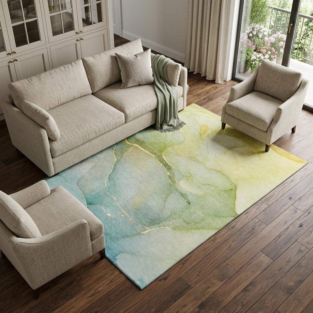 Homeroots Abstract Transitional Rectangle Area Rug