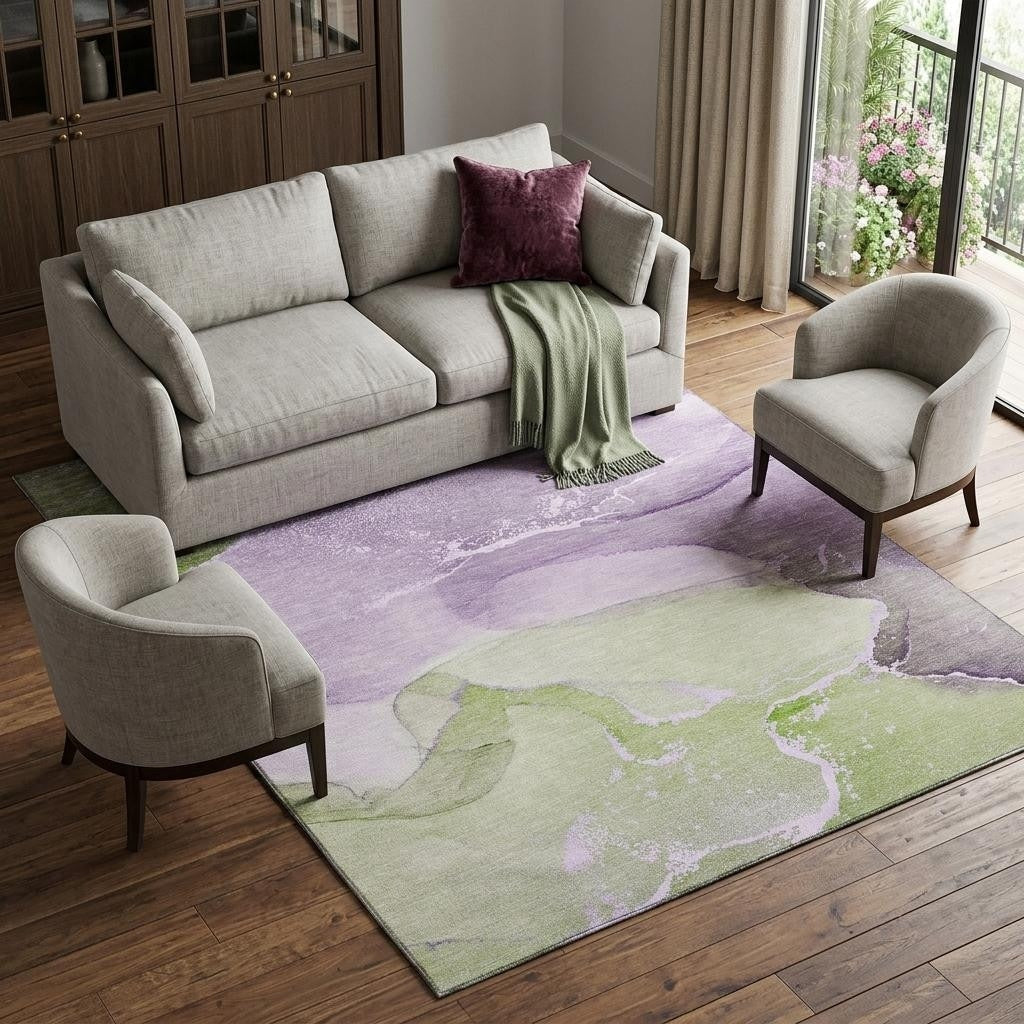 Homeroots Abstract Transitional Rectangle Area Rug