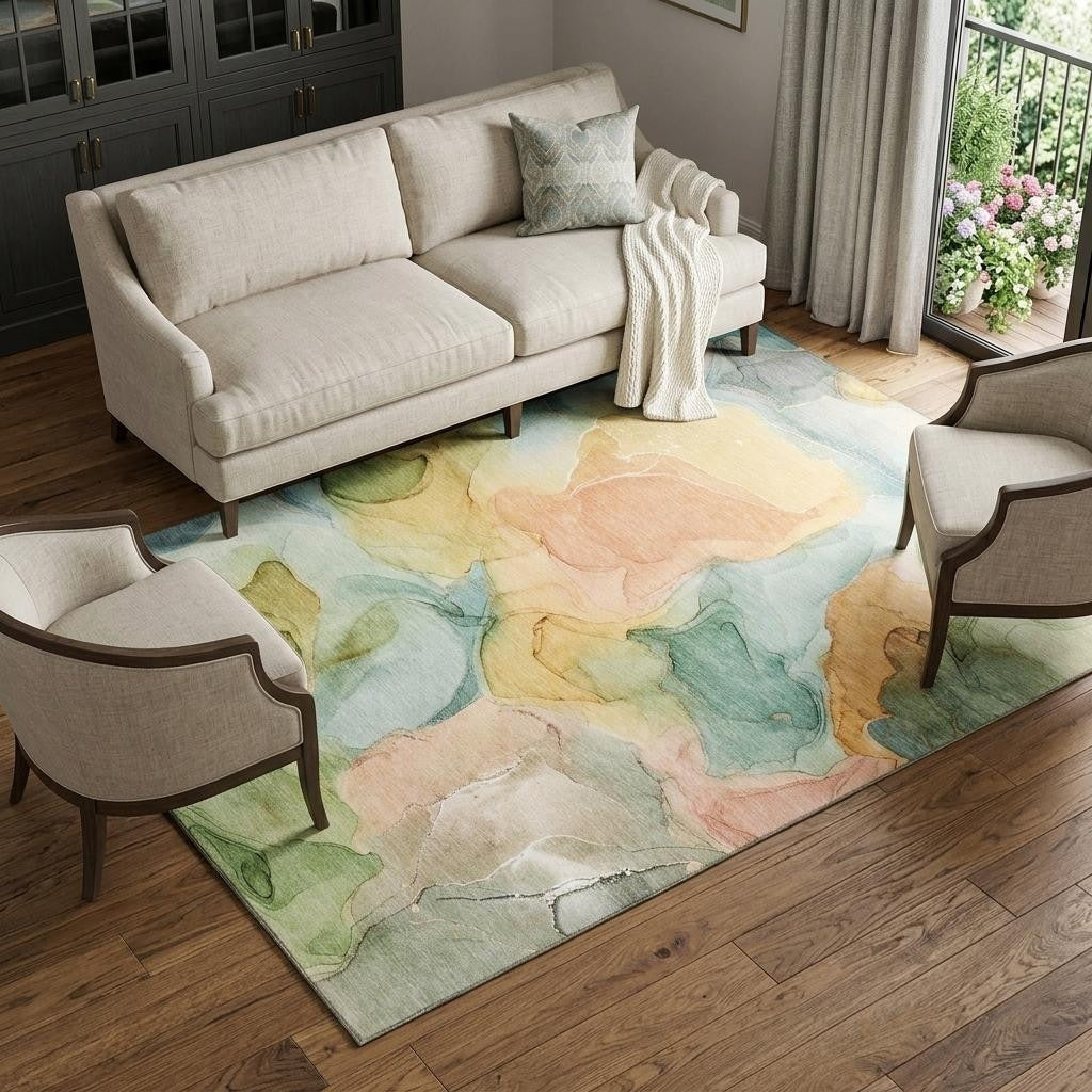 Homeroots Abstract Transitional Rectangle Area Rug