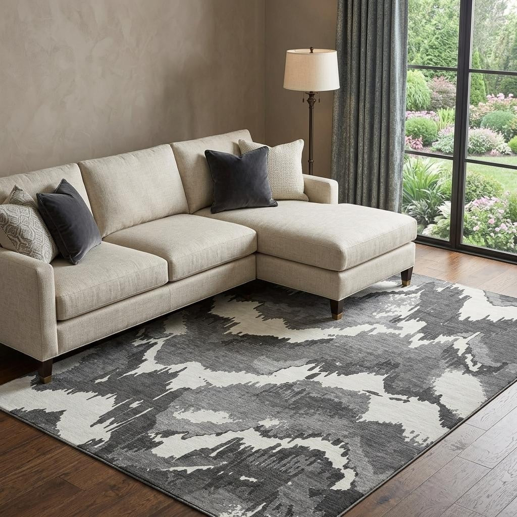 Homeroots Abstract Transitional Rectangle Area Rug