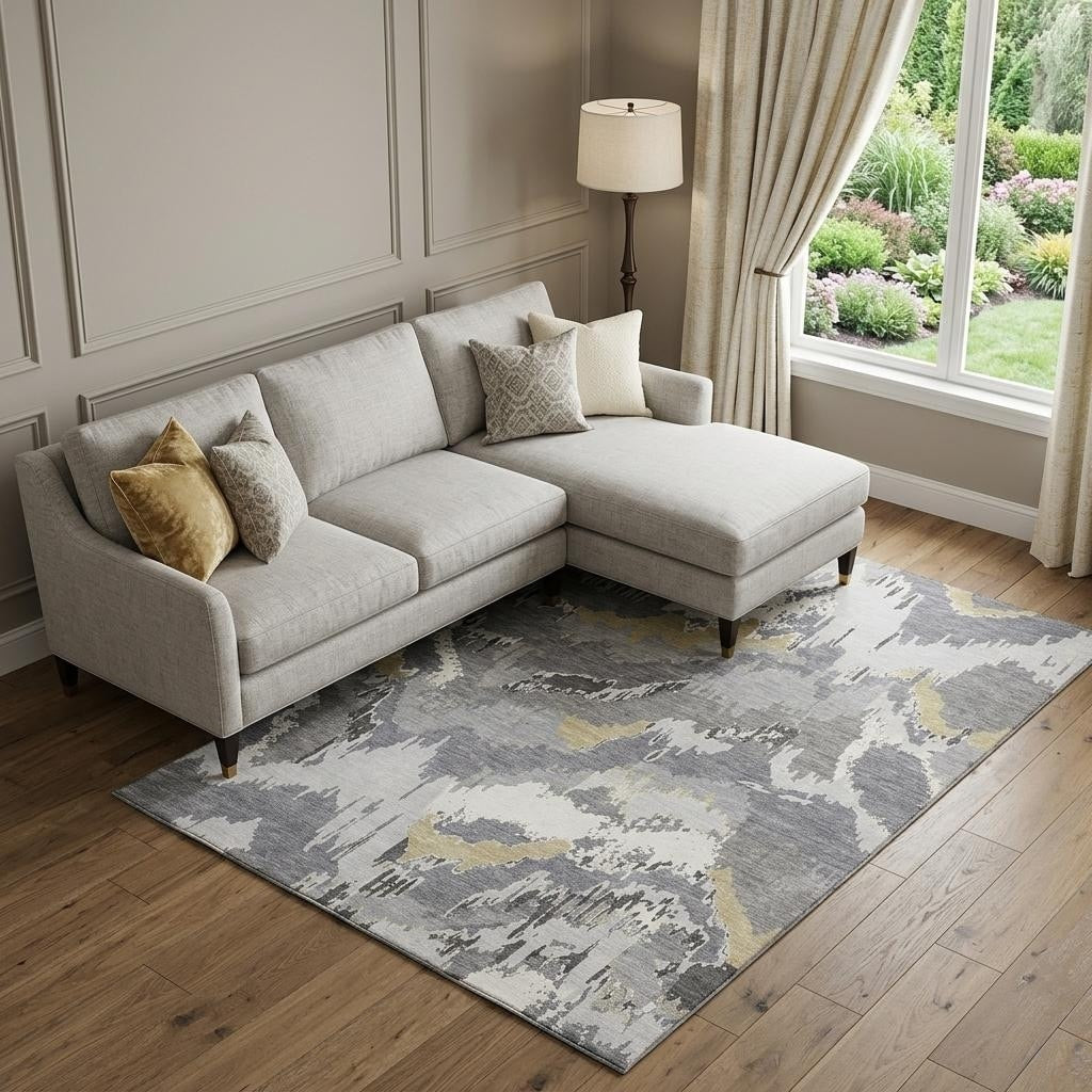Homeroots Abstract Transitional Rectangle Area Rug