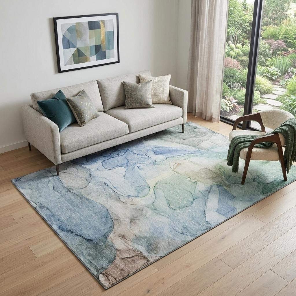Homeroots Abstract Transitional Rectangle Area Rug