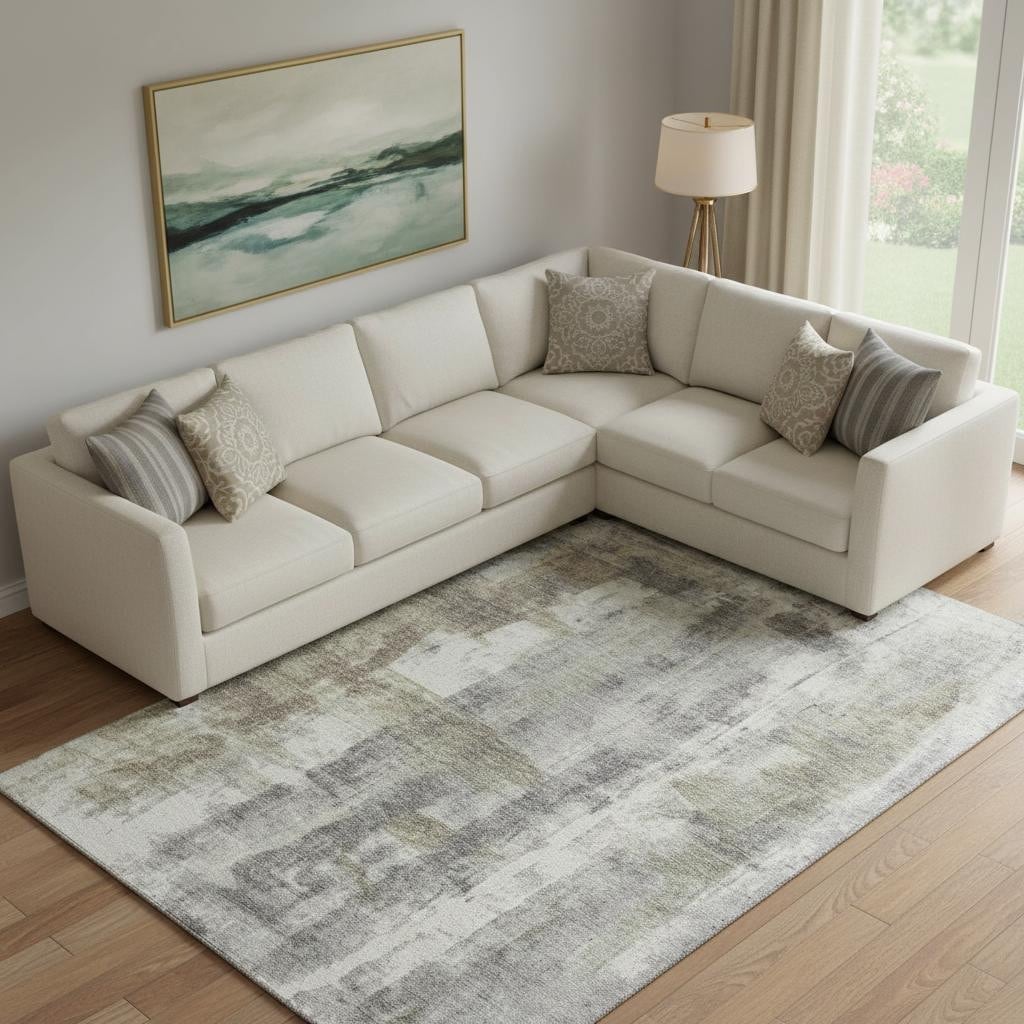 Homeroots Abstract Transitional Rectangle Area Rug 10 X 14