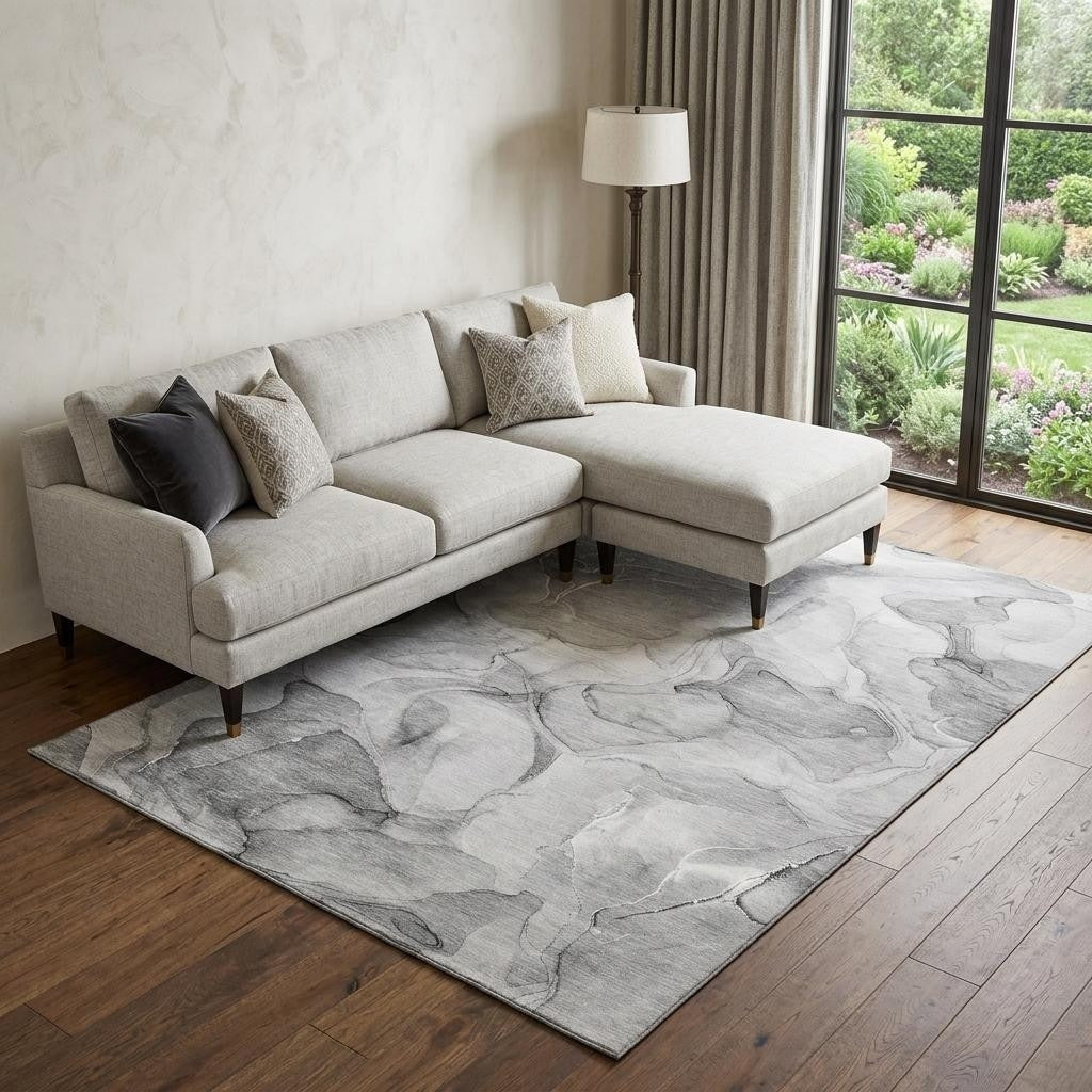 Homeroots Abstract Transitional Rectangle Area Rug